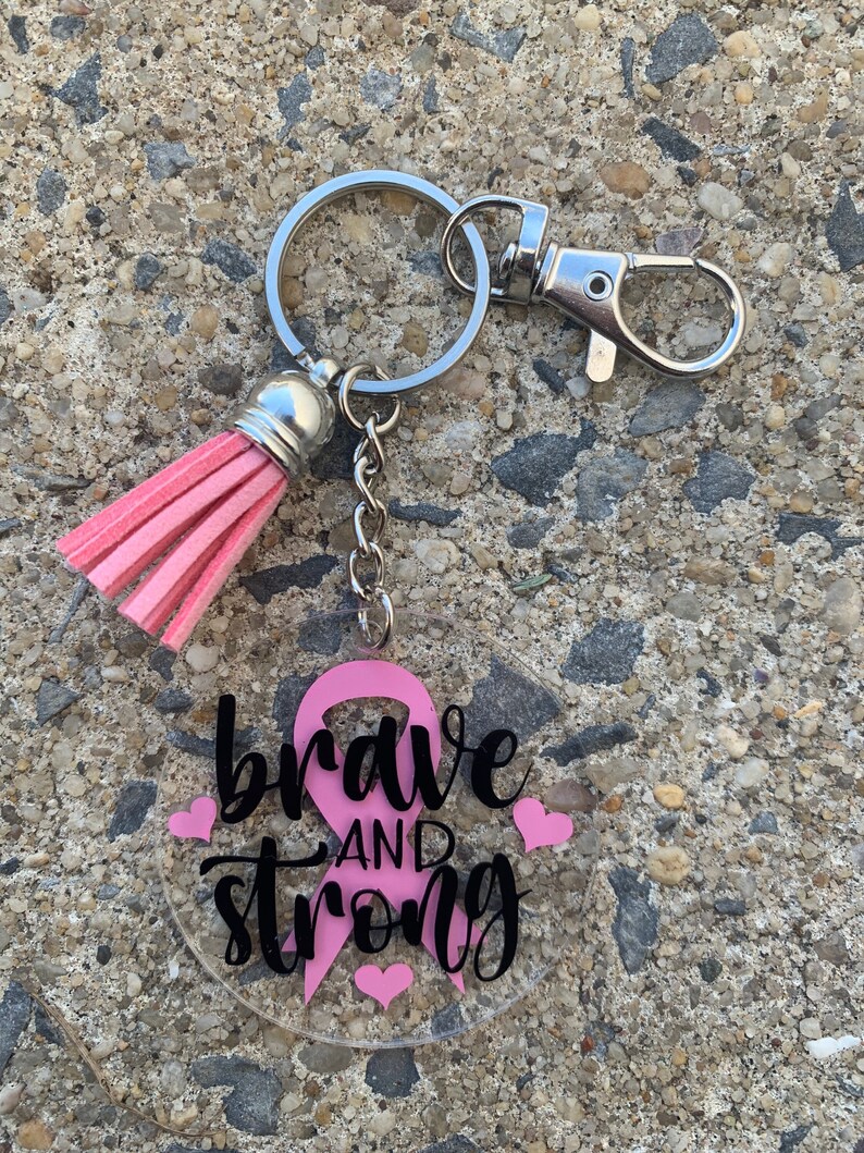 Breast Cancer Keychain Pink Ribbon Keychain Keychain for Etsy