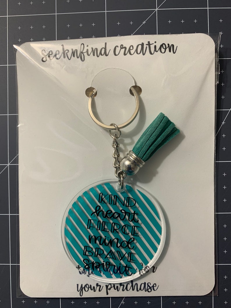 Positive Keychain Circle Keychain Kind Heart Keychain Self love Keychain Motivational Keychain Acrylic Keychain Turquoise Keychain