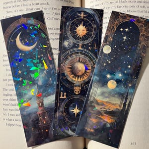 Laminated Celestial Bookmark Set: Iridescent Fantasy Bookmarks