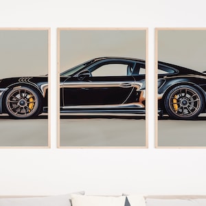 Set di 3 poster Porsche 911 GT3, poster Porsche, stampa 911, poster auto, poster supercar, arte murale Porsche, arte murale auto