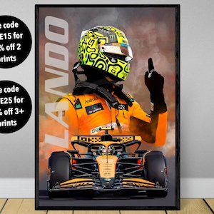 Impresión de póster de F1 de Norris McLaren, Fórmula 1, póster de Lando Norris, póster de McLaren, póster de automóvil, regalo de Fórmula 1, póster de F1 de McLaren