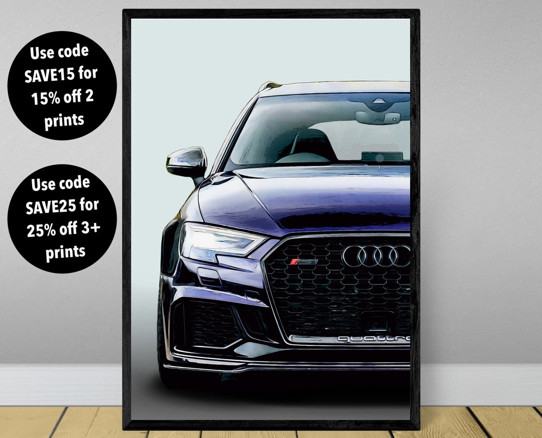 Audi RS3 Poster Print, Audi RS3 Poster, Audi RS3 Print, Car Poster ...