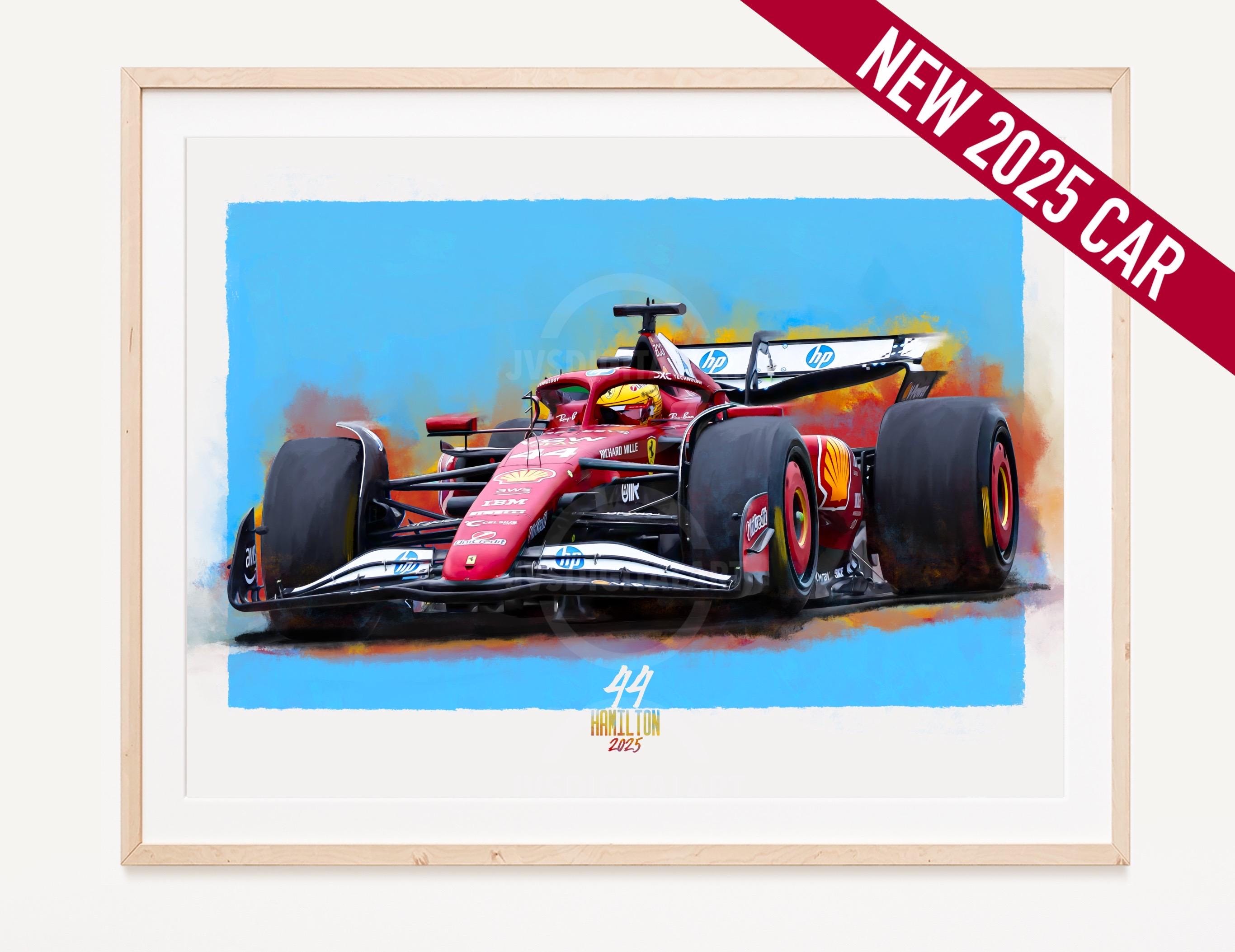 2025 Hamilton Ferrari SF-25 Art Poster: Formula 1 Car Print NOT