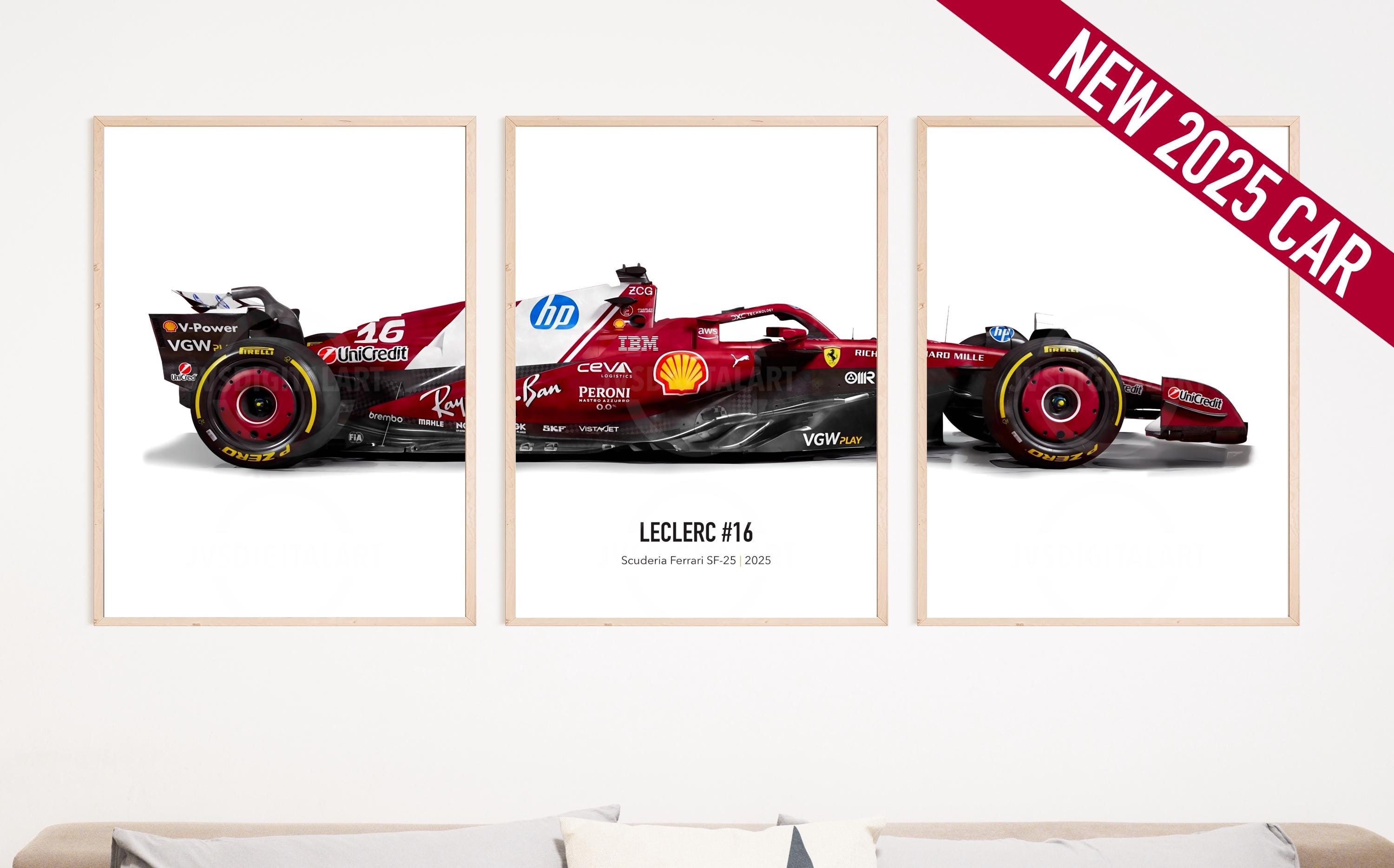 Ferrari F1 2025 Poster Set: Leclerc & Hamilton SF-25 Art Print NOT