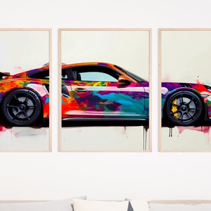 Conjunto de 3 pôsteres Porsche 911 GT3, pôster Porsche, impressão 911, pôster de carro, pôster de supercarro, arte de parede Porsche, arte de parede de carro