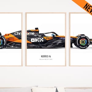 Set di 3 stampe artistiche 2025 Lando Norris Oscar Piastri Mclaren F1 MCL39, Formula 1, poster Lando Norris, poster McLaren F1, arte murale F1