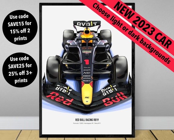 2023 Red Bull RB19 F1 poster print, Formula 1 poster, Verstappen