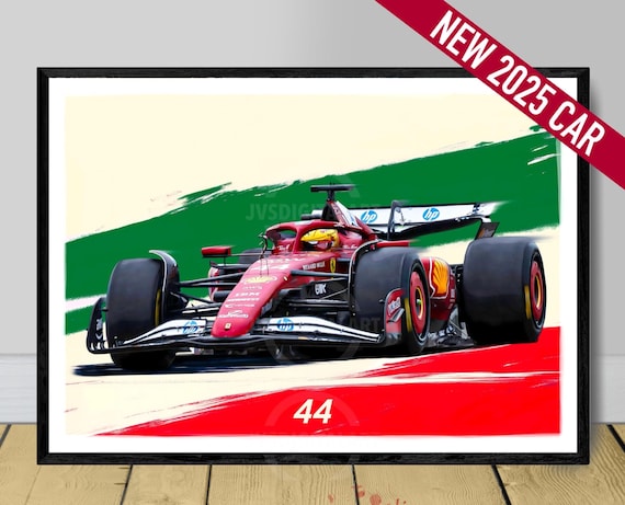 Ferrari SF-23 ポスター　2025年HAMILTON 2025 Hamilton Ferrari SF-25 Art Poster: Formula 1 Car Print