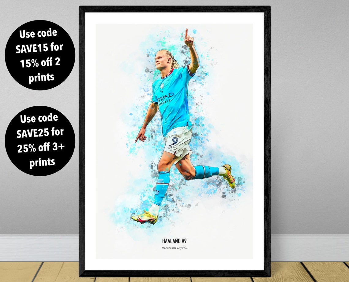 Erling Haaland Manchester City poster Haaland Poster Etsy México