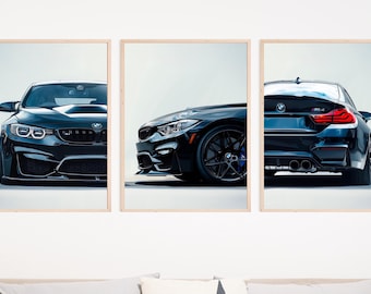 BMW M4 set of 3 poster prints, BMW M4 poster M4 print, car poster, supercar poster