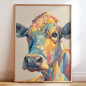 Colourful Cow Art Print: Modern Wildlife Home Decor UNFRAMED