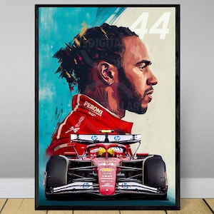 Stampa poster Hamilton Ferrari F1, poster Formula 1, poster Lewis Hamilton, poster Ferrari F1, poster auto regalo Formula 1 Hamilton Ferrari Art