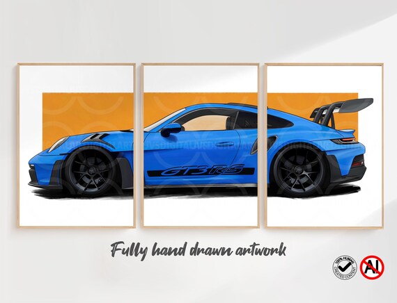 Porsche 911 GT3 RS ポルシェ キャンバスアート 絵画 Porsche 911 GT3 RS Canvas Art: Abstract Neon Car Print - Etsy