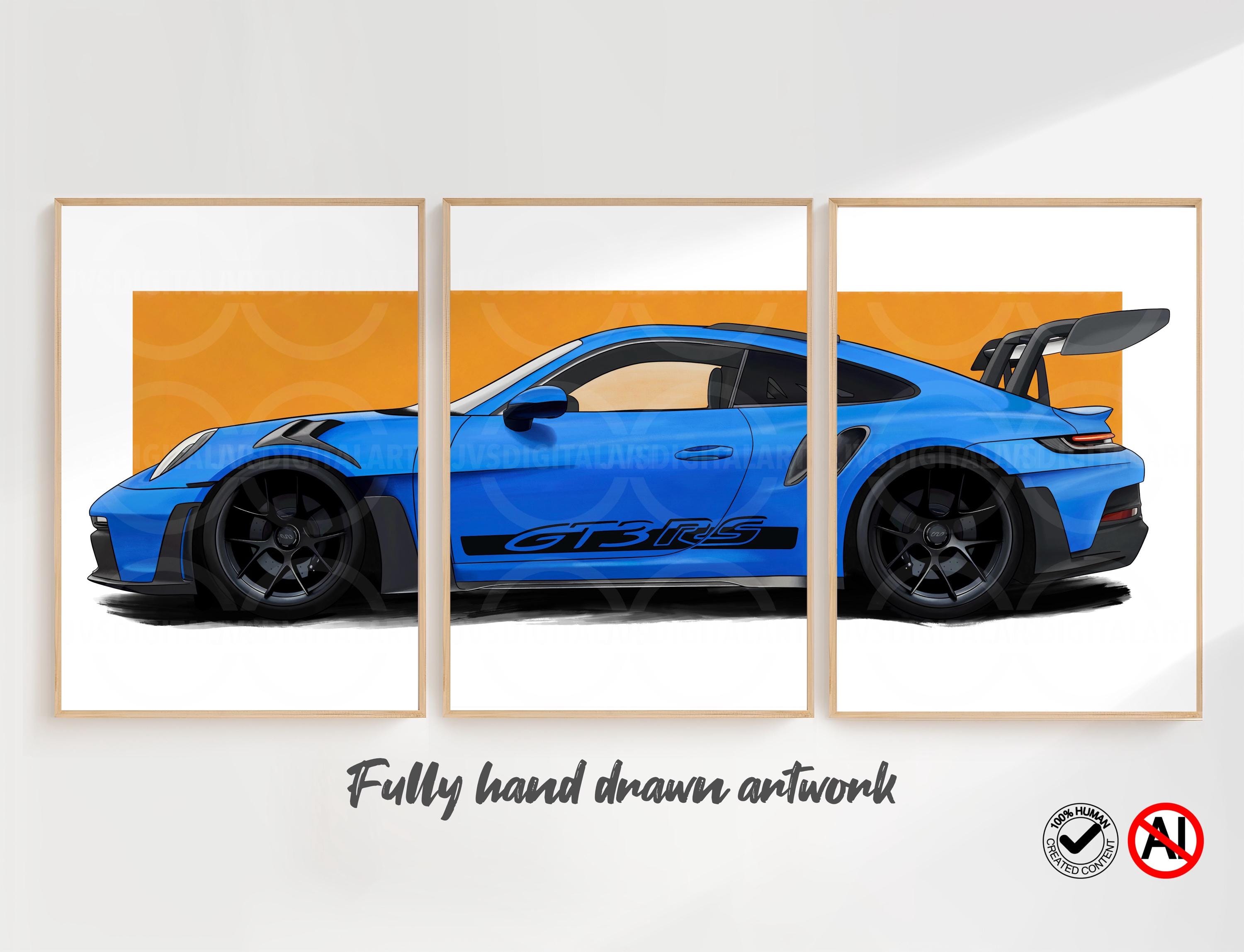 Porsche 911 GT3 RS ポルシェ キャンバスアート 絵画 Porsche 911 Gt3 Rs Close Up Canvas Painterly Sports Car Art Wall