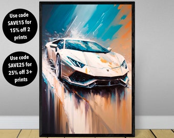 Lamborghini Huracan poster print, Lamborghini poster, Lamborghini print, car poster, supercar poster, Lamborghini wall art, car wall art