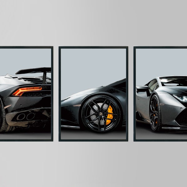 Lamborghini Huracan set of 3 poster prints, Lamborghini poster Lamborghini print, car poster, supercar poster, Huracan print, Huracan poster