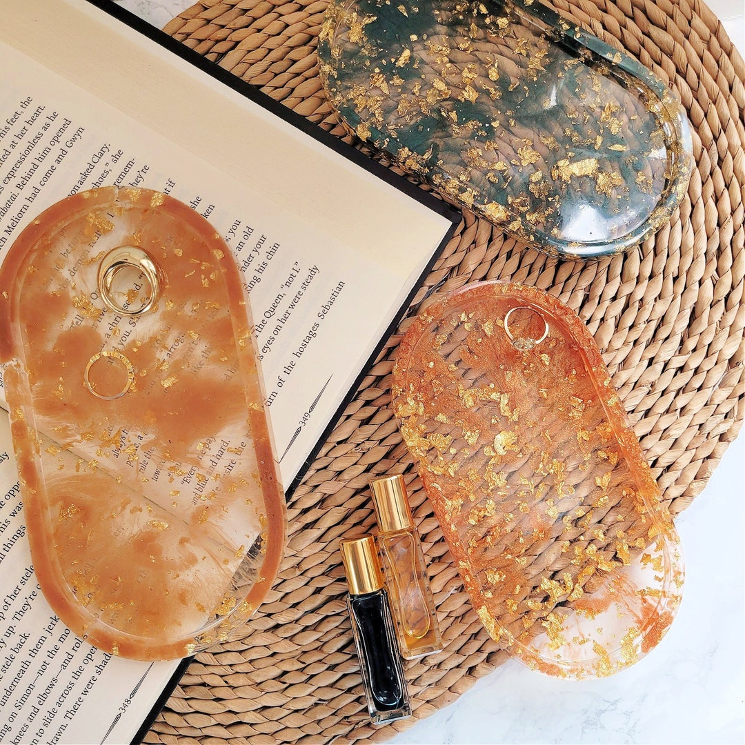 Jewelry Dish Oval Tray Jewelry Tray Concrete Dish Resin Marbled Trinket