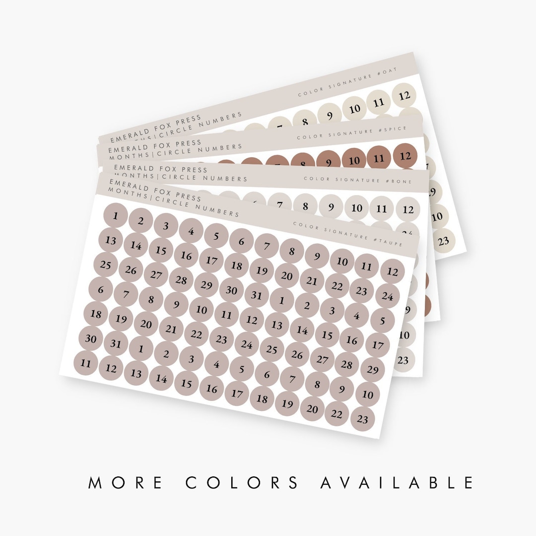 Month Number Dots Minimal Planner Stickers Minimalist Color Palette ...