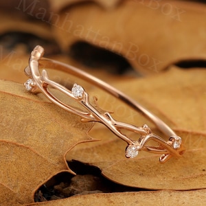 Willow Branch Diamond Ring - Nature Twist Ring - Delicate Rose Gold Ring by ManhattanBox