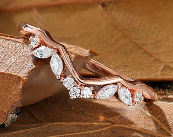 Moissanite V Shape Ring - Rose Gold Stacking Ring - Elegant Wedding Ring by ManhattanBox