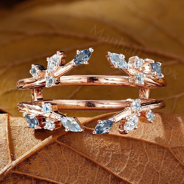 ManhattanBox Box Ring mit Blautopas Ring - Offener Blatt Ring