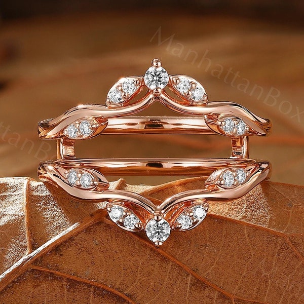 Diamant Ring Schmuck - Gebogener Ehering Schutz - Blatt Ring Jacket von ManhattanBox