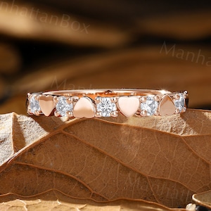 Love & Heart Wedding Band - Dainty Matching Ring - Delicate Ring for Her by ManhattanBox