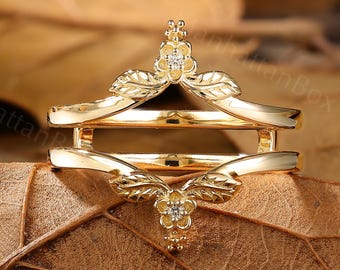 Nature-Inspired Ring Guard - Gold Leaf Ring Enhancer - Floral Ring Jacket by ManhattanBox
