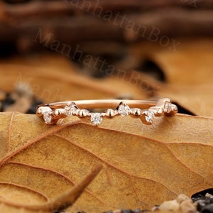 Sierlijke moissaniet trouwring vintage ronde diamanten trouwring minimalistische roségouden band belofte bruidsring jubileum trouwring