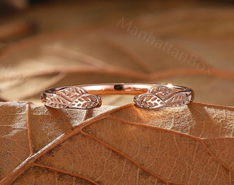 Rose Gold Open Leaf Ring for Women – Nature Inspired Delicate Band