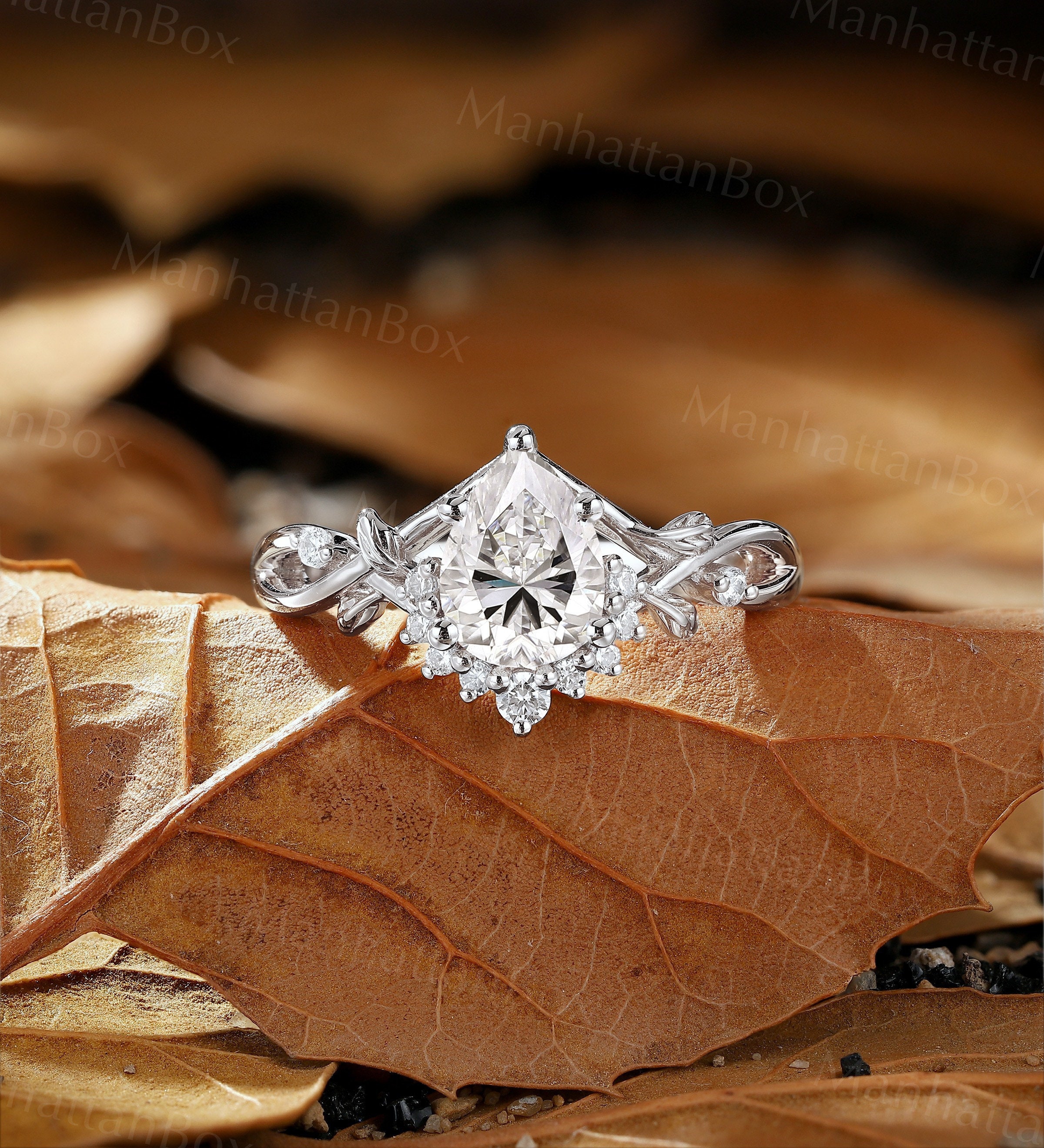 Alexandrite Engagement Ring - Leaf Promise Ring - Twist Wedding