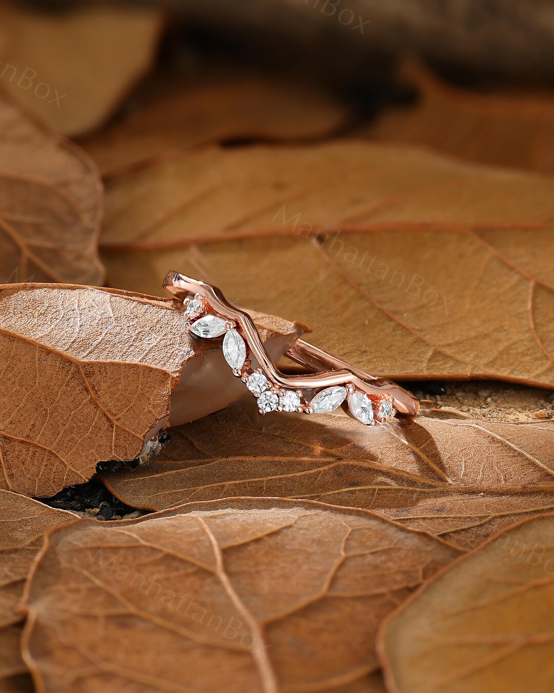 Moissanite V Shape Ring - Rose Gold Stacking Ring - Elegant Wedding ...