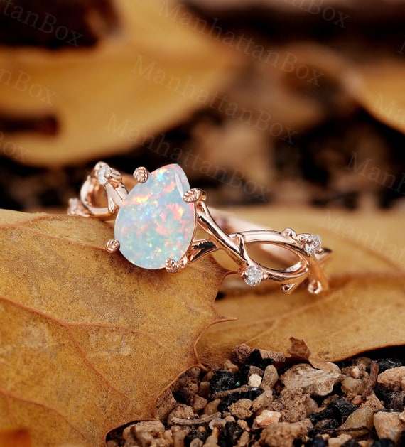 Sterling Silver Opal Nature Inspired Jewelry Leaf Branch 