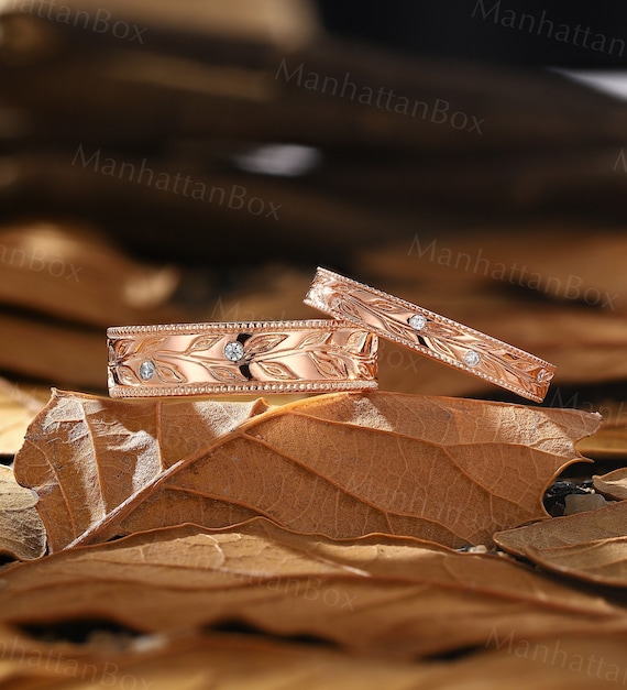 Nature Inspired 5.5mm Men s Wedding Ring Round Cut Diamond Wedding
