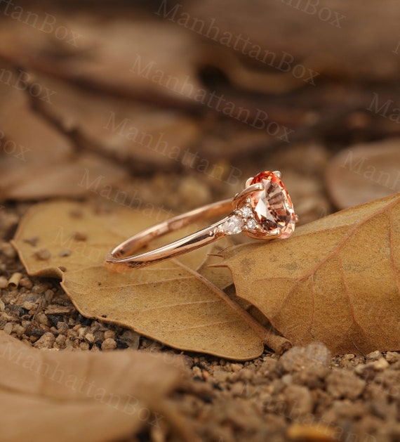 Antique Oval Sunstone Engagement Ring Delicate Pear Shape