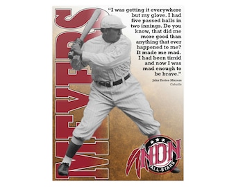 Native American Athlete John Tortes Meyers Baseball "Vintage" Poster - Cahuilla - NDN All-Star #18- Indigenous Sports Wall Art