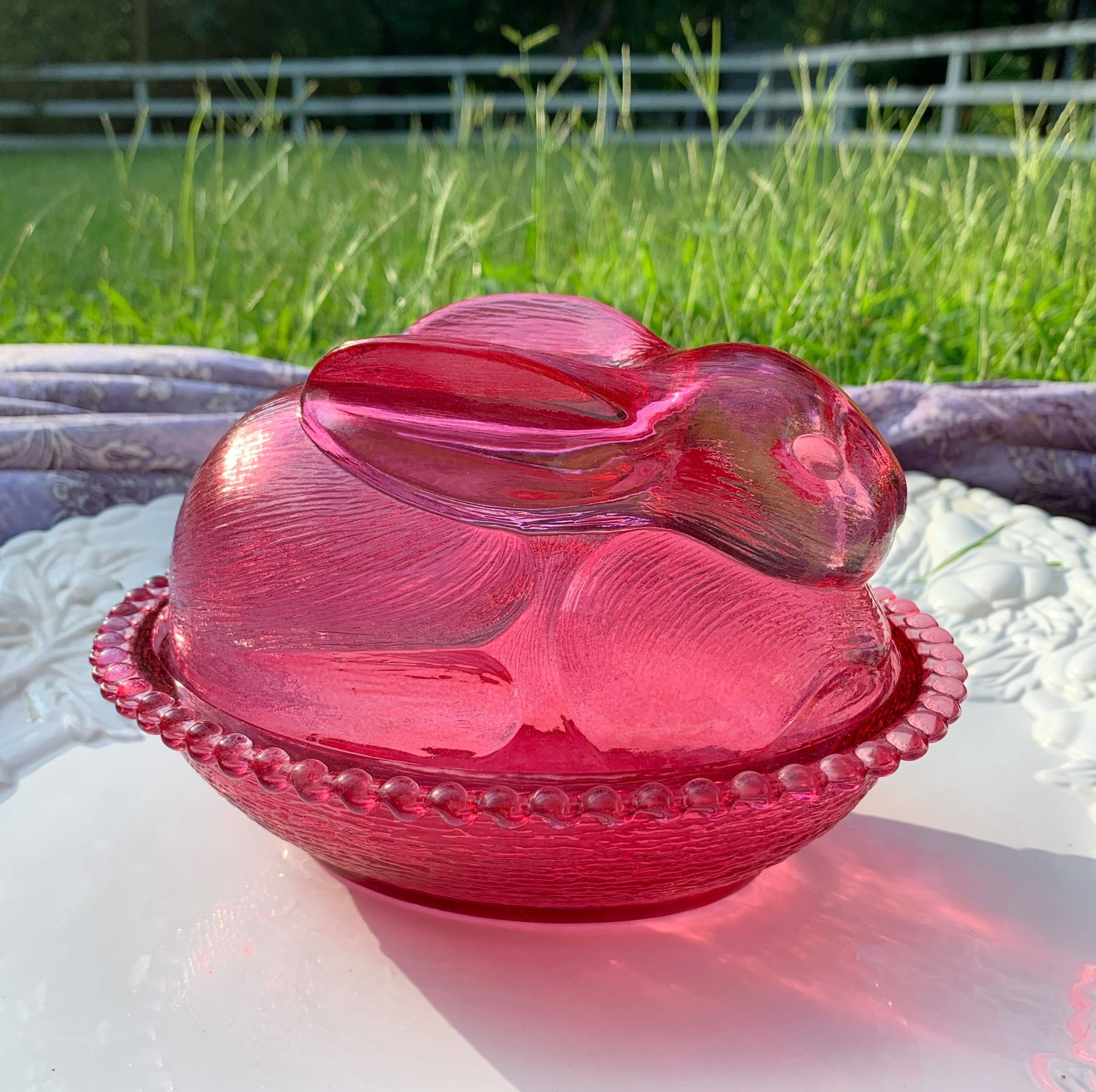 Vintage Bunny Rabbit Candy Dish Etsy