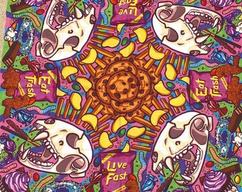 Live Fast Eat Trash Bandanas for dogs pets fursuits