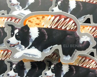 Border Collie Biscotti cute dessert dog matte vinyl waterproof sticker
