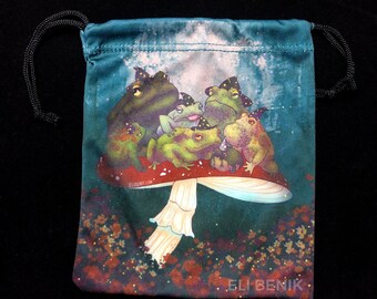 Magic Frog and Toad Wizards Mushroom Double Sided Dice Bags