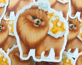 Pomeranian Cream Puff matte vinyl waterproof sticker