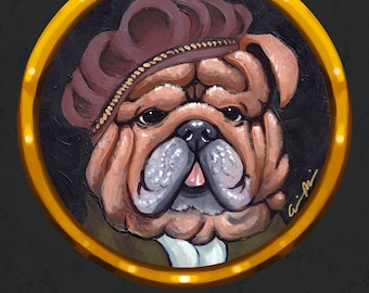 Master Bulldog limited edition Renaissance dog pet portrait art print