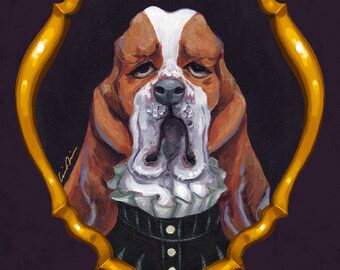 Duke Basset Hound limited edition Renaissance dog pet portrait art print