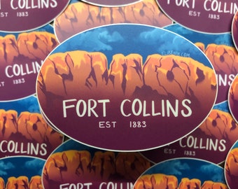 Fort Collins Colorado Horsetooth Rock waterproof vinyl bumper sticker