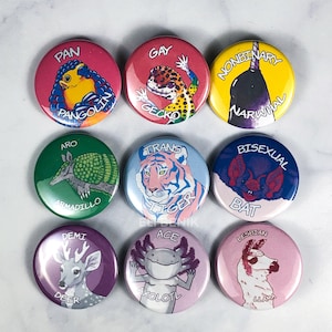 Queer Animals Buttons 1.5” Pinback button pin