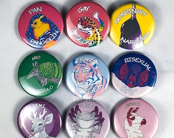 Przypinki Queer Animals 1,5” Przypinka z tyłu
