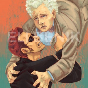 Good Omens Crowley Aziraphale limited edition fanart print