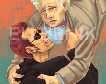 Good Omens Crowley Aziraphale limited edition fanart print