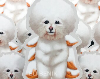 Bichon Beignet cute dog matte vinyl waterproof sticker