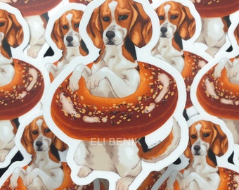 Beagle Bagel breakfast bakery dog matte vinyl waterproof sticker